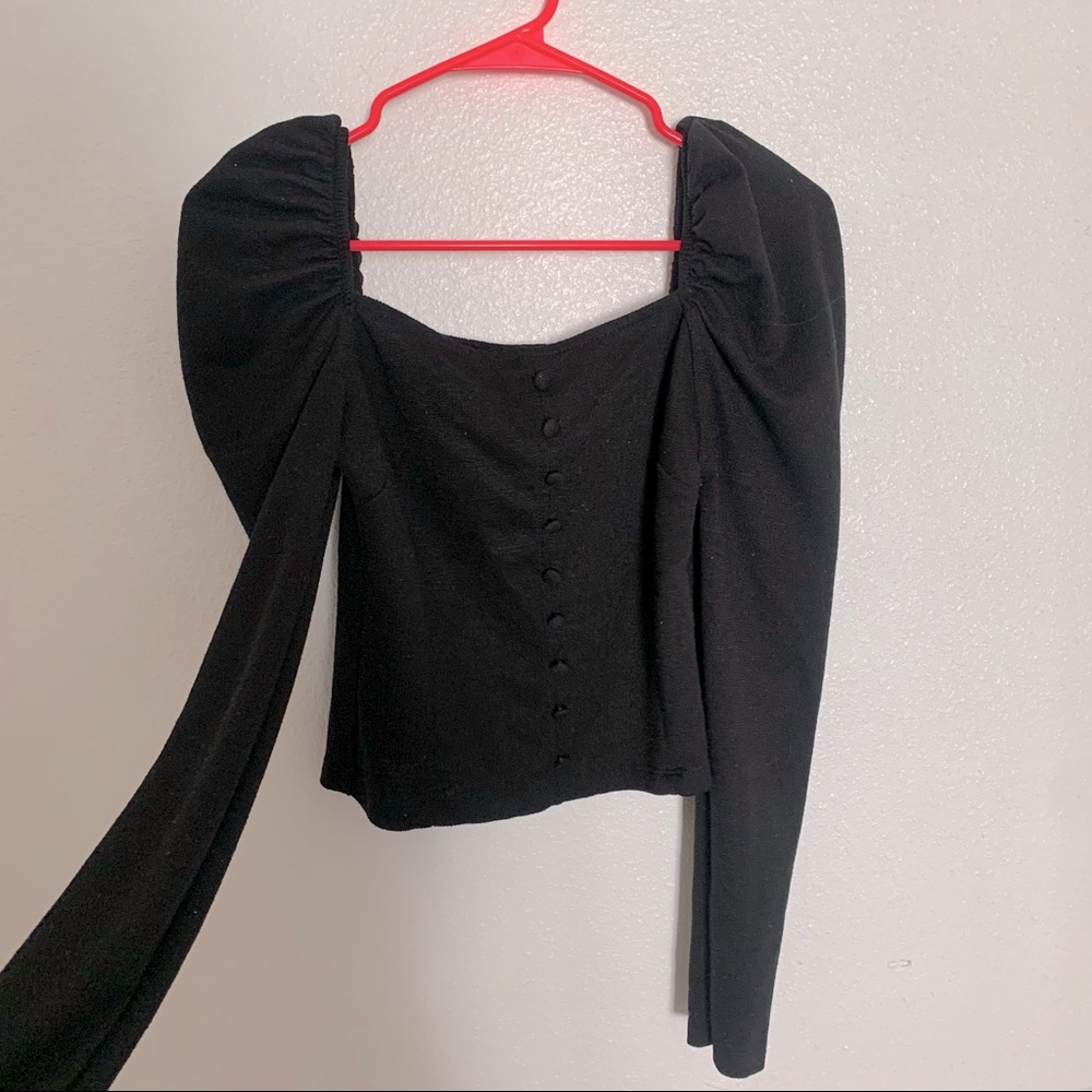 Puff Sleeved Blouse with Buttons
